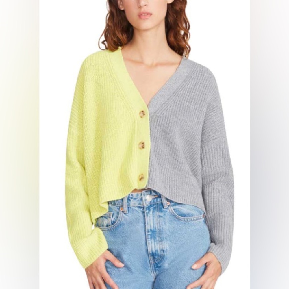 NWT Steve Madden Two-Tone Yellow and Gray Cardigan